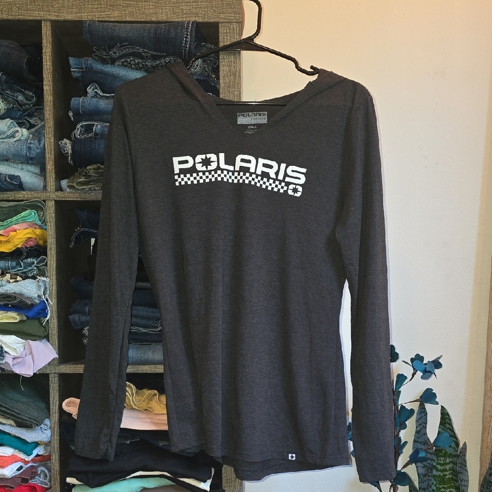 Polaris Gray Long Sleeve Shirt With Hood